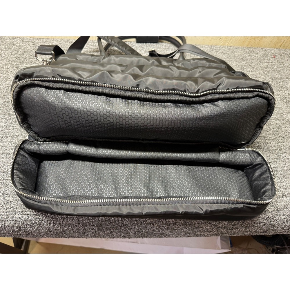 Black Quilted Puffer Tote Bag Weekender Crossbody with Trolley Sleeve Travel Bag - Picture 10 of 10
